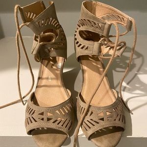 Tan suede wedges